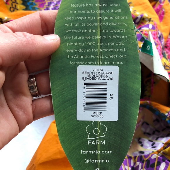 Like New Farm Rio puff sleeve beaded macaws midi dress xsmall - Picture 11 of 11